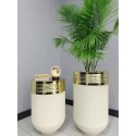 ELEGANT DEKORATIF GOLD DARBUKA KREM SAKSI 70CM + SEHPA 60CM İKILI SET