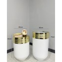 ELEGANT DEKORATIF GOLD DARBUKA PARLAK BEYAZ SAKSI 70CM + 60CM SEHPA İKILI SET